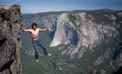 Dean Potter slacklining in Yosemite