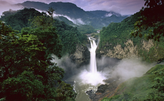 waterfall in amazon rainforest