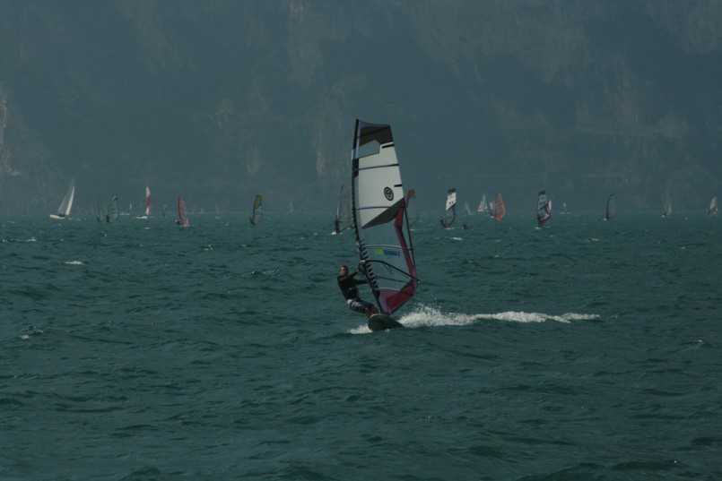 wind surfing on the lake