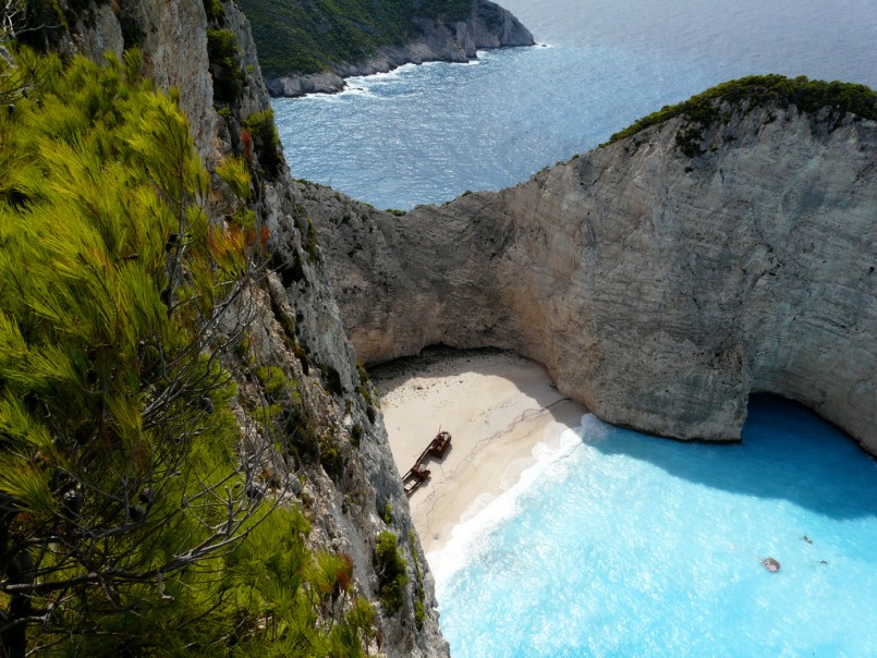 top of cliff at Navagio Beach Greece