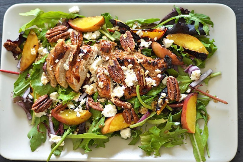 Grilled Chicken and Peach Salad Maple Vinaigrette