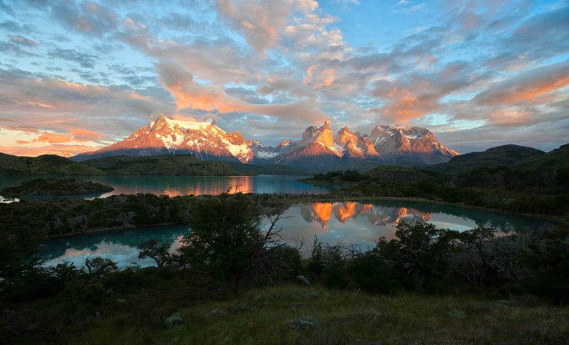 sunset on torres del paine