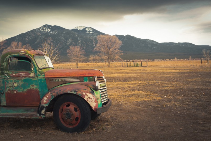 old rusted pickup in Taos
