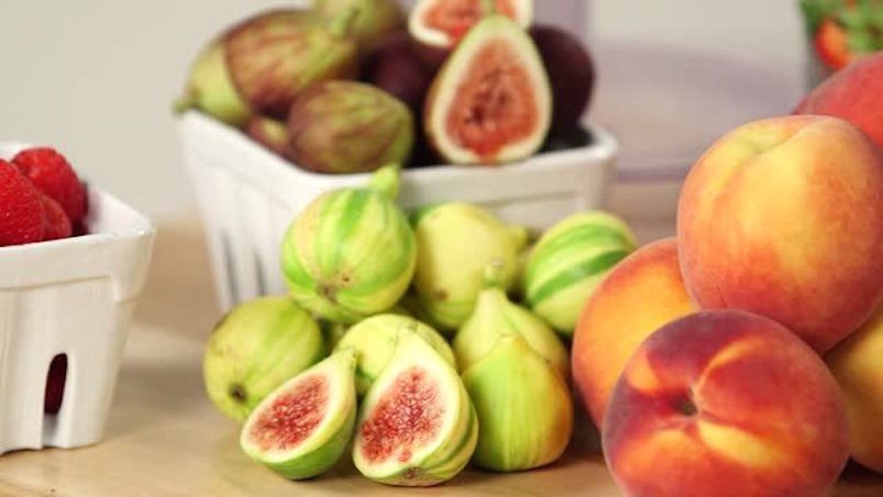 figs peaches and strawberries