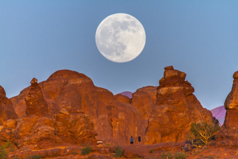 full moon over Arches National Park