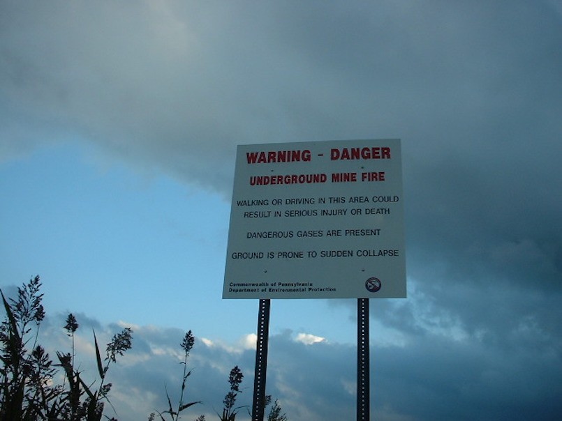 danger sign in centralia pennsylvania