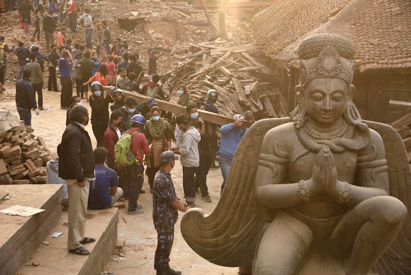 Durbar Square which was severly damaged after the major earthquake on 25 April 2015