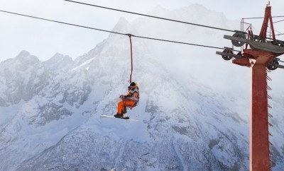 Ski lift in Ski Resort high in the mountains