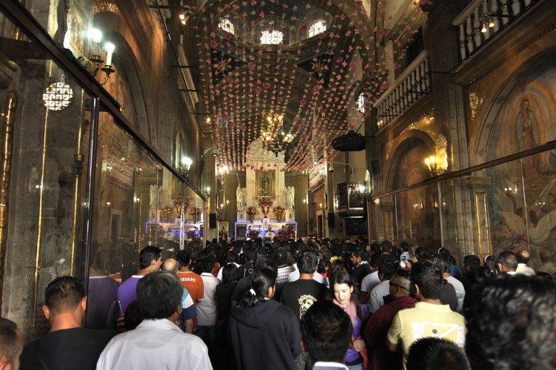 Hundreds squeeze into the Tepeyac chapel above the Basilica of Guadalupe in Mexico City on December 12, 2012 to celebrate the Feast of Our Lady of Guadalupe
