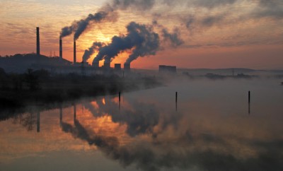 Factory pipe polluting air, environmental problems