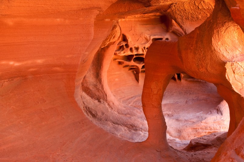 A cave with an interesting sandstone formation in the Valley of Fire State Park near Las Vegas, Nevada.