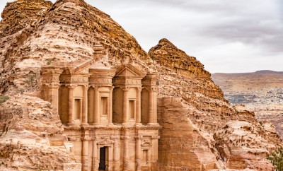Ad Deir in the ancient Jordanian city of Petra, Jordan. Petra has led to its designation as a UNESCO World Heritage Site. Ad Deir is known as The Monastery