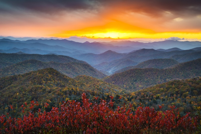 Blue Ridge Parkway Autumn Appalachian Mountains Sunset Western NC Scenic Landscape vacation destination