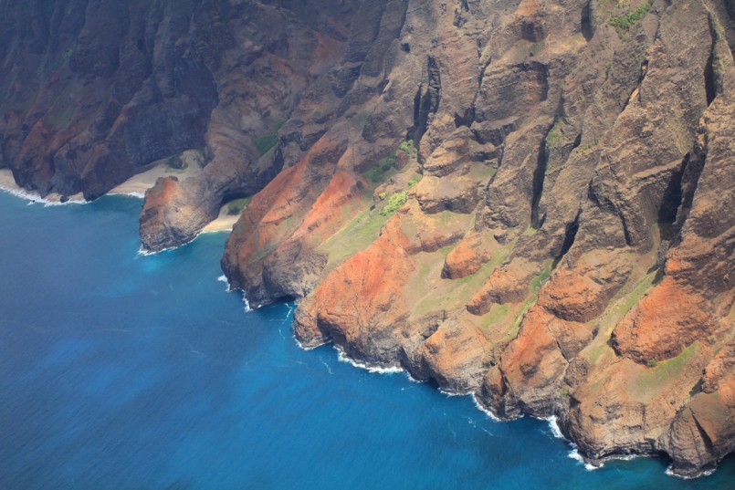 Na Pali coast, Kauai island of Hawaii. View from helicopter