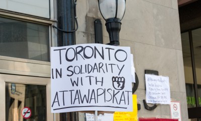 Idle No More, Black Lives Matter protesters occupy the Toronto office Occupation of Indigenous and Northern Affairs of the demand action on Attawapiskat suicide crisis