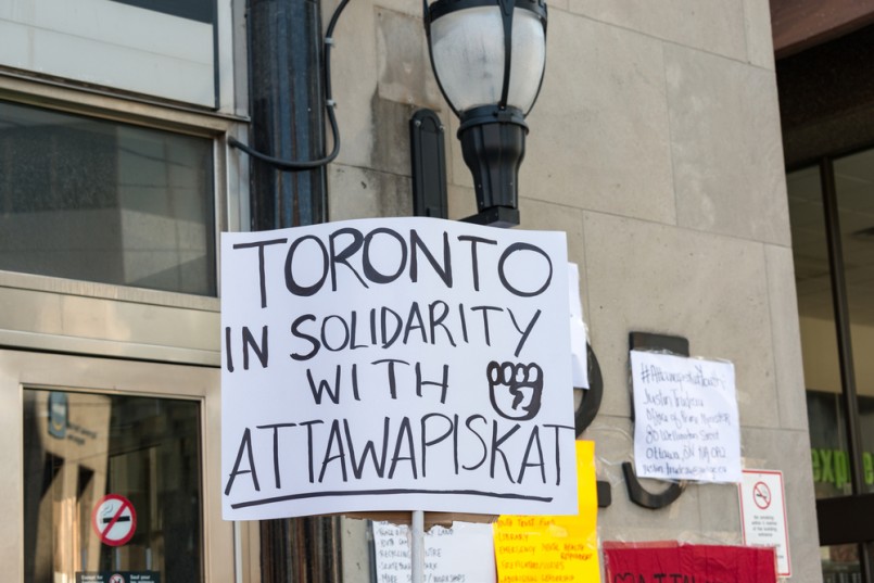Idle No More, Black Lives Matter protesters occupy the Toronto office Occupation of Indigenous and Northern Affairs of the demand action on Attawapiskat suicide crisis