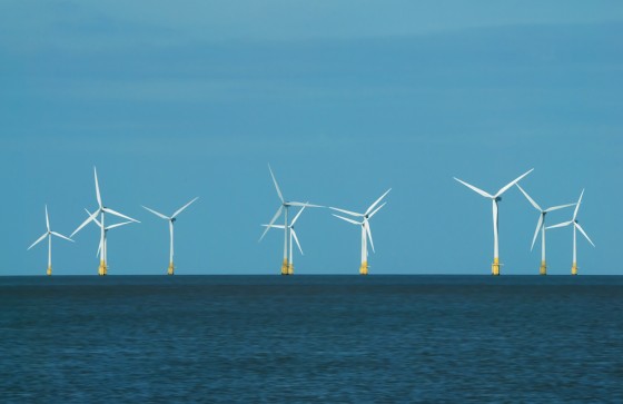 Renewable energy - wind turbines at Scroby Sands, Great Yarmouth