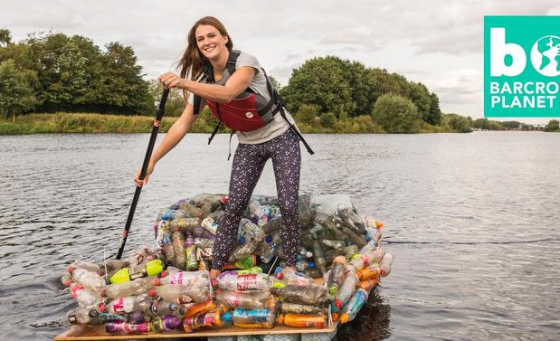 Paddle boarder builds raft from rubbish