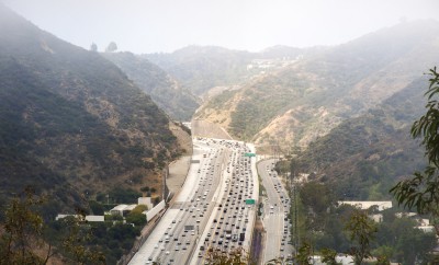 Interstate 405 Freeway near Brentwood, aerial view