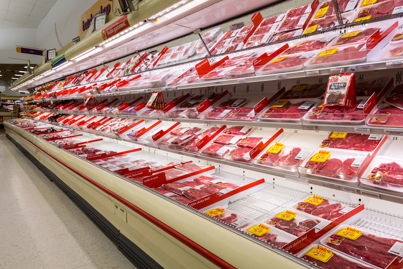 Meat aisle in an American supermarket. The meat industry in the US is a powerful political force, both in the legislative and the regulatory arena.