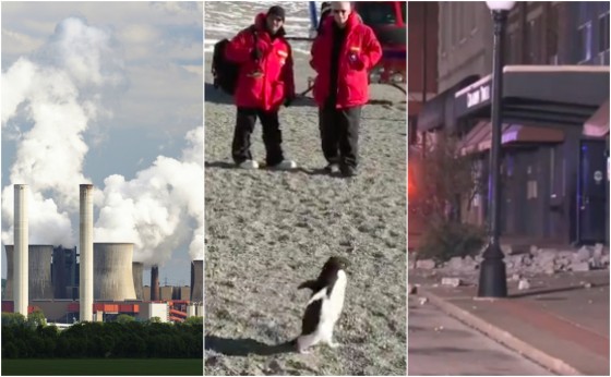 smoke pollution climate change concept climate scientists penguin antarctica earthquake