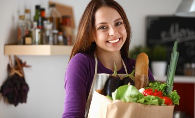 Woman with groceries